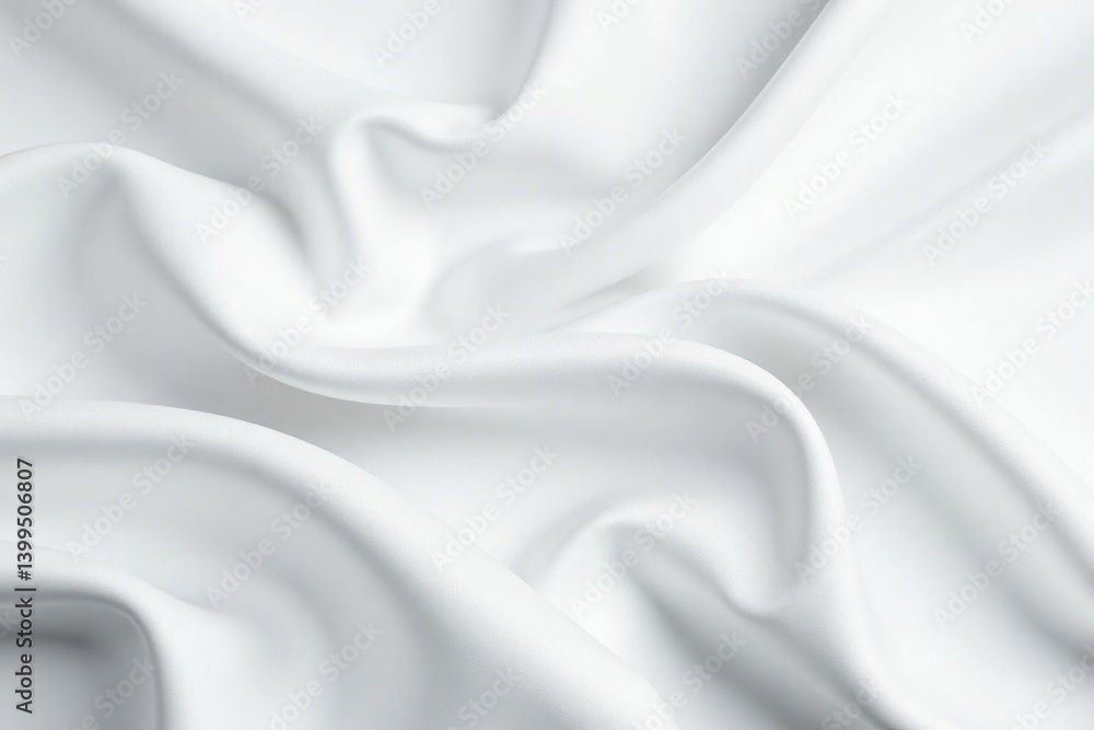 Obraz premium Gleaming white silk fabric folds, stark white backdrop, folds, white texture, silk
