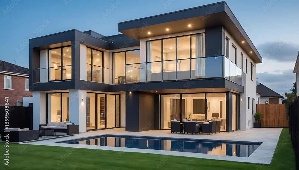 Contemporary House Close-Up with Premium Architectural Style Contemporary House Close-Up with Premium Architectural Style