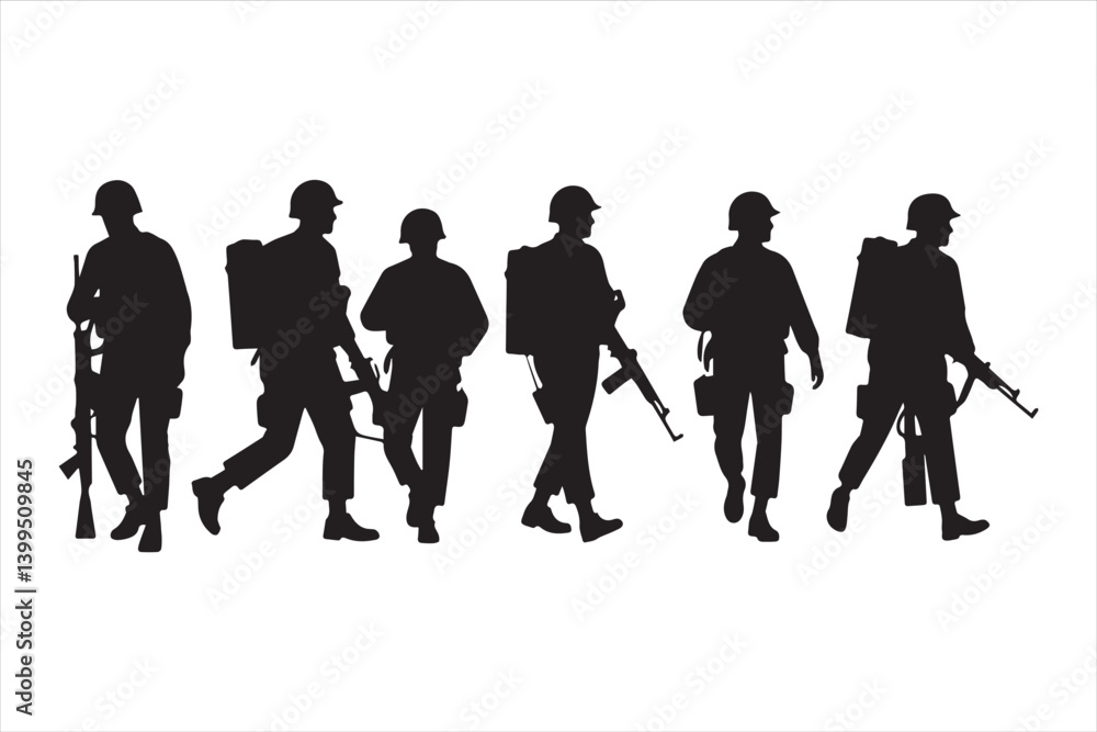 Obraz premium Soldier and Army Force Silhouettes Soldier army silhouettes Army soldiers