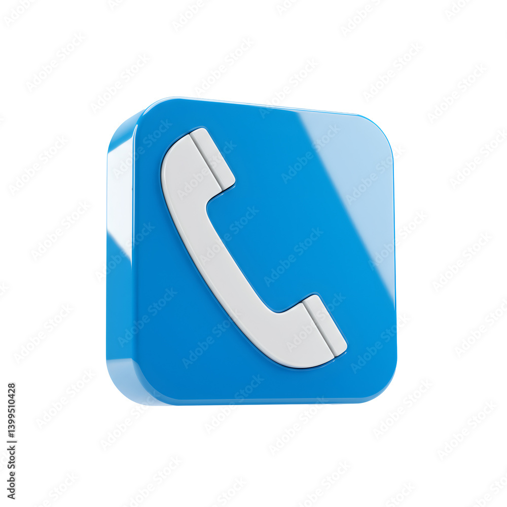 3D Glossy Blue Square Phone Icon 3D Glossy Blue Square Phone Icon