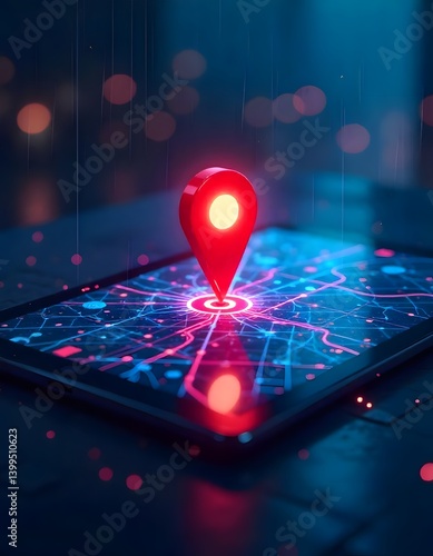 Vector illustration of a 3D GPS map icon with a pin pointer for city navigation