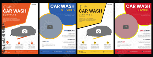 Vehicle Washing Service Car wash cleaning flyer poster and car wash service flyer template with a banner vector layout design