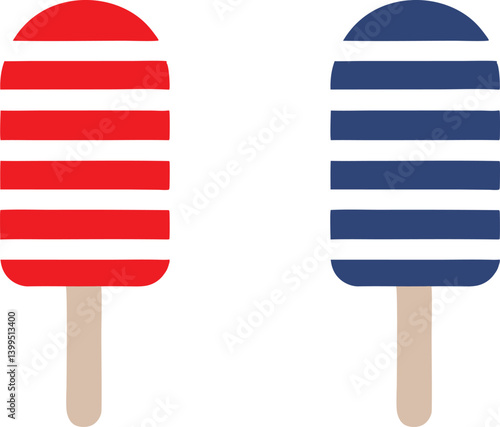 4th of July ice-cream icon set, vector illustration, 4th of July set of elements. USA Independence Day theme