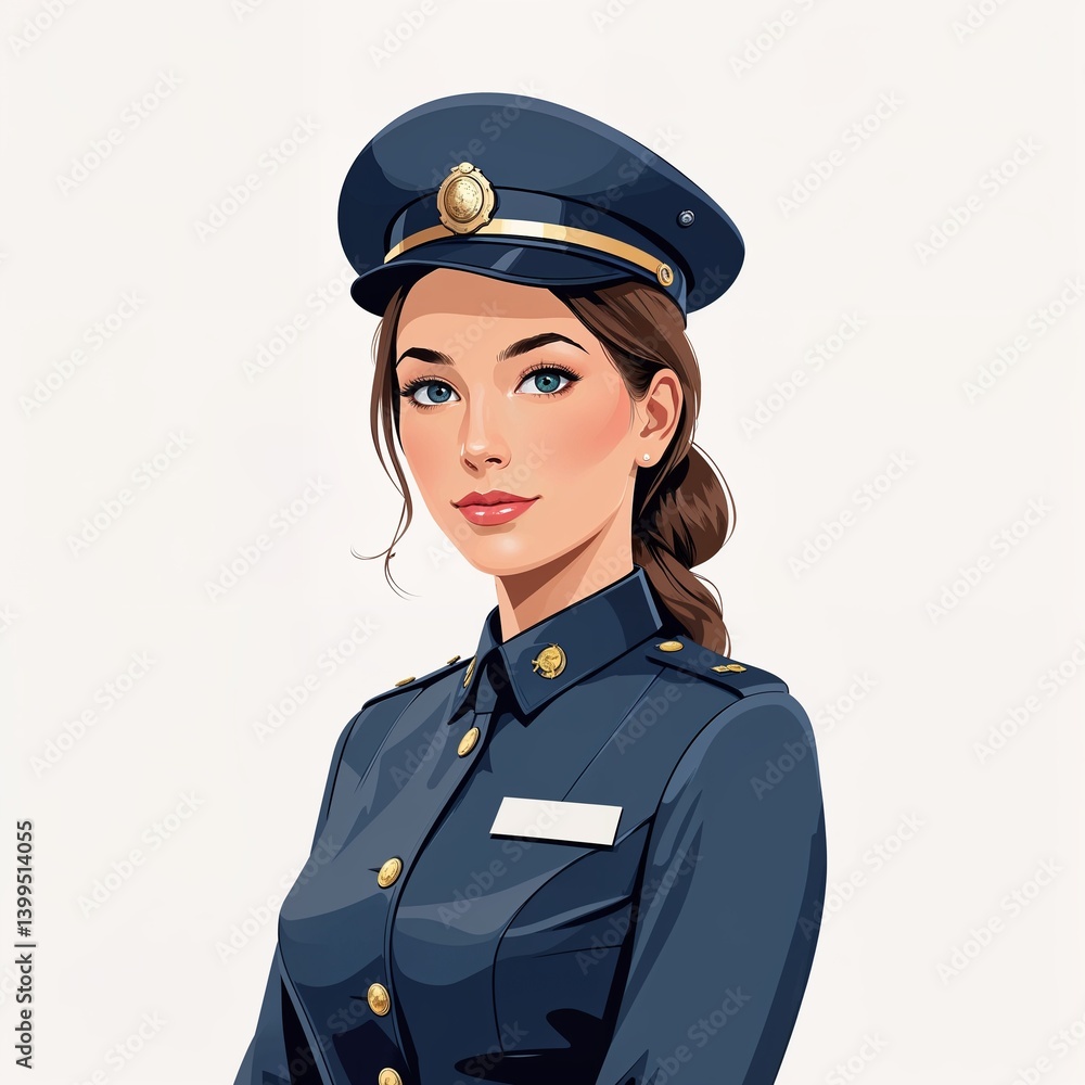 Receptionist in uniform vector art illustration on plain white background Receptionist in uniform vector art illustration on plain white background