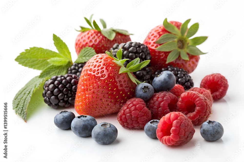 Fresh Strawberries Raspberries Blackberries Blueberries and Mint Fresh Strawberries Raspberries Blackberries Blueberries and Mint