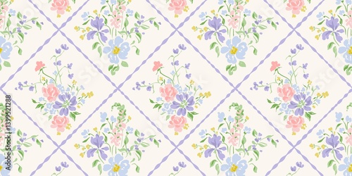 Delicate Floral Pattern on a Light Cream Background