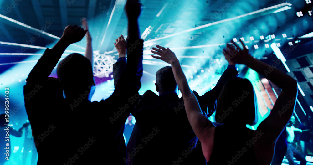 Nightclub Crowd Silhouettes Dance