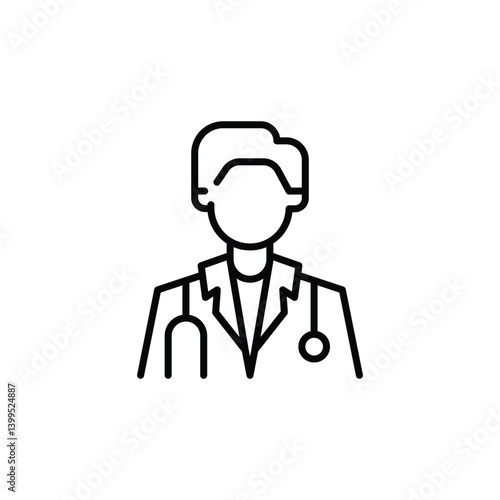 Doctor icon. Simple representation of a medical doctor with a stethoscope for healthcare apps, medical websites, and professional identification in clinical settings. Vector illustration