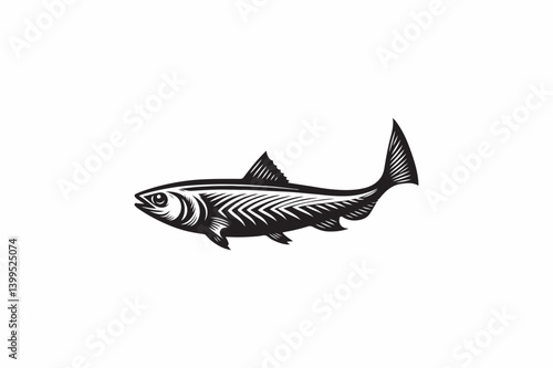A herring fish vector silhouette black and white image made by adobe illustrator. eps