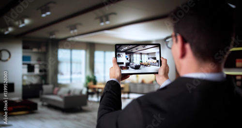 Obraz na płótnie Virtual Real Estate House Video Conference w salonie