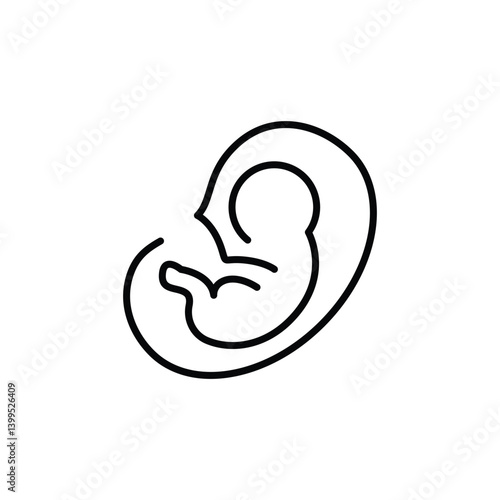 Fetus icon. A minimalist design representing a human fetus in the womb, commonly used to symbolize pregnancy and prenatal development. Suitable for medical and educational use. Vector illustration