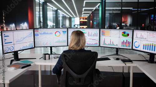 Female Analyst Monitoring Data Dashboard
