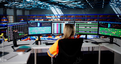 Obraz na płótnie Female Warehouse Manager Using Computer To Track Shipments w salonie