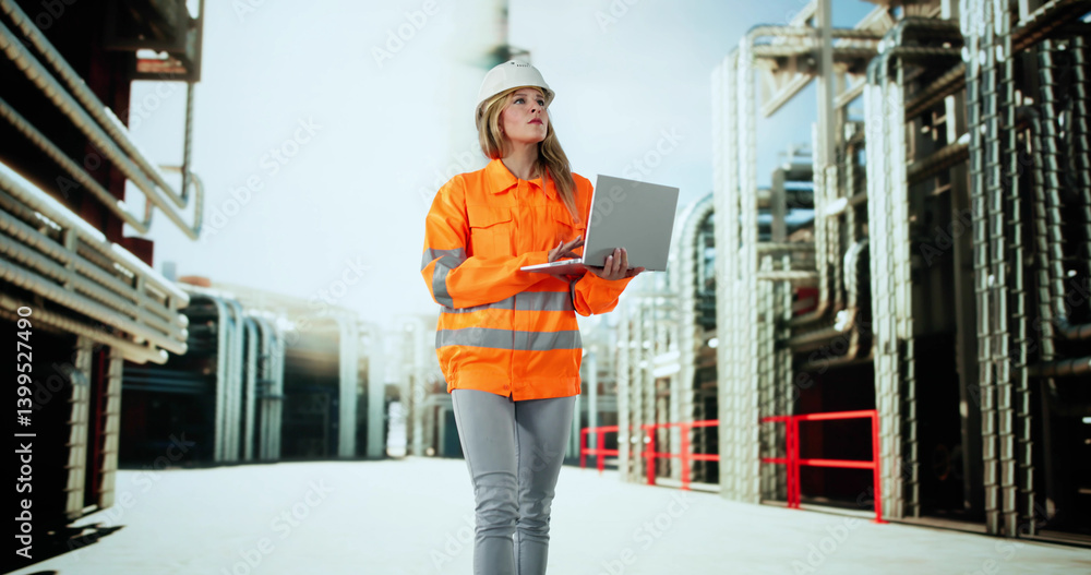 Engineer Conducts Safety Inspection Of Power Plant