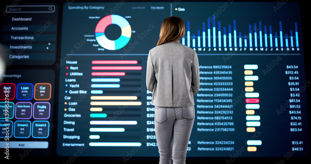 Woman Analyzing Big Data On Artificial Intelligence Dashboard