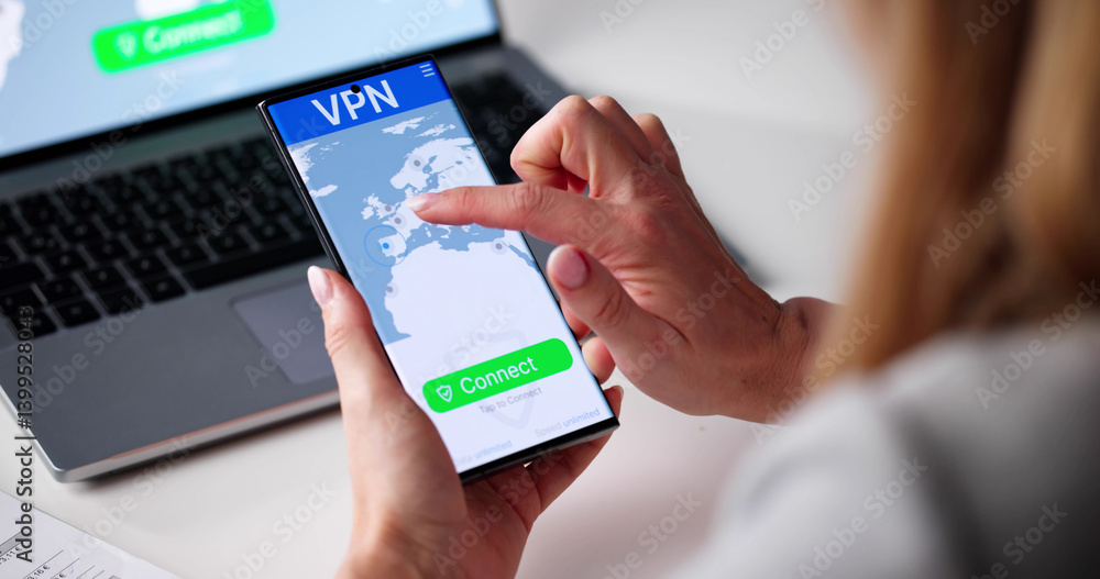 Woman Ensuring Online Privacy On Phone: An Essential Cyber Tool
