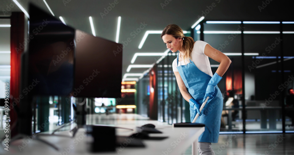 Young Female Cleaning Service Professional Cleaning Hotel
