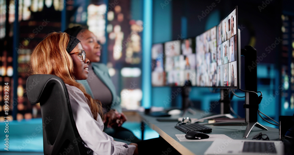 African woman on video conference business call