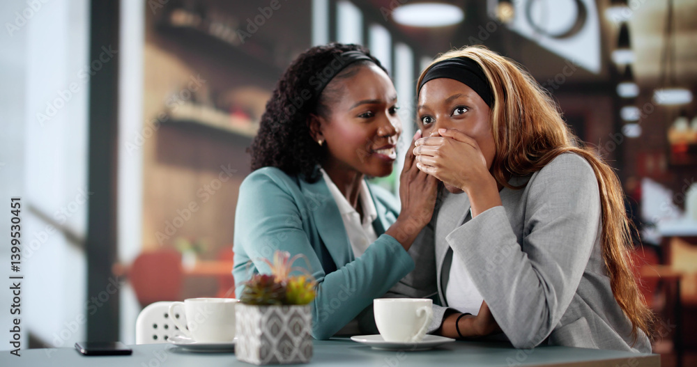 Black Businesswoman Sharing Gossip with Friend