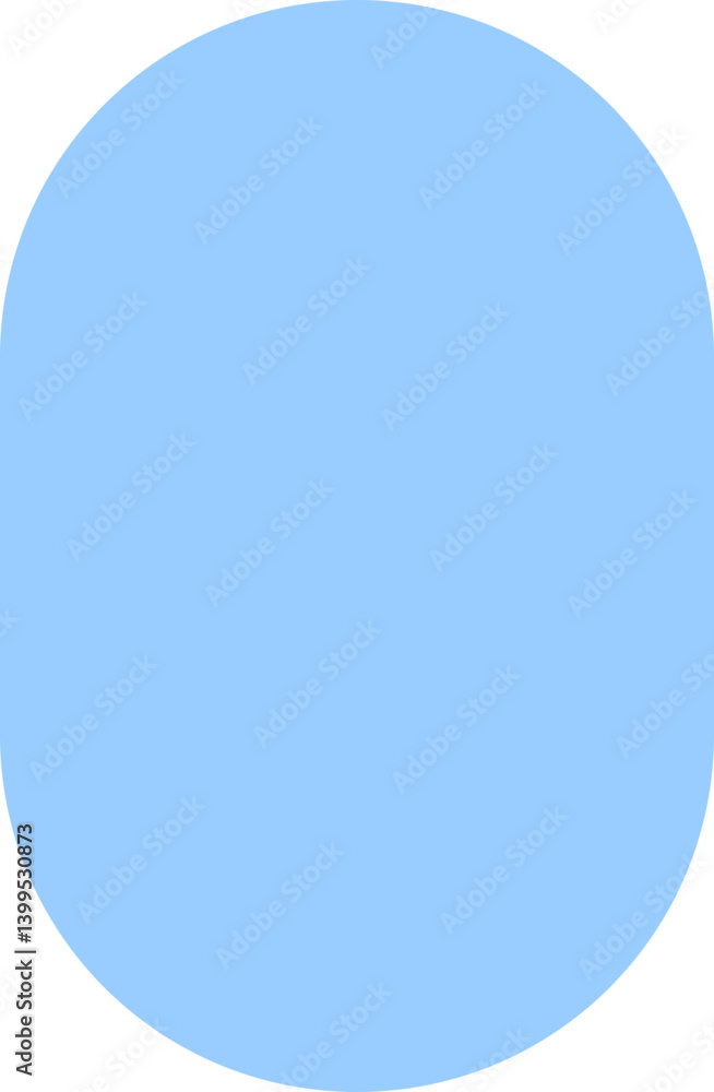 Obraz premium Minimal light blue shape with smooth curves isolated on a transparent background.