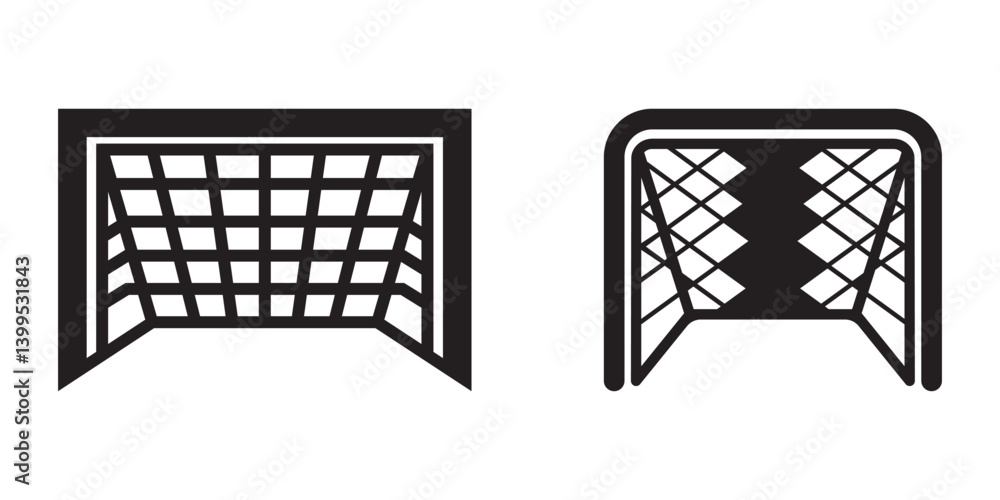 Silhouette icons of football and soccer goal posts in abstract vector format Silhouette icons of football and soccer goal posts in abstract vector format