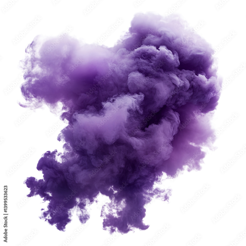 Isolated purple smoke bomb effect background for graphic design and motion graphics resources use case on transparent background