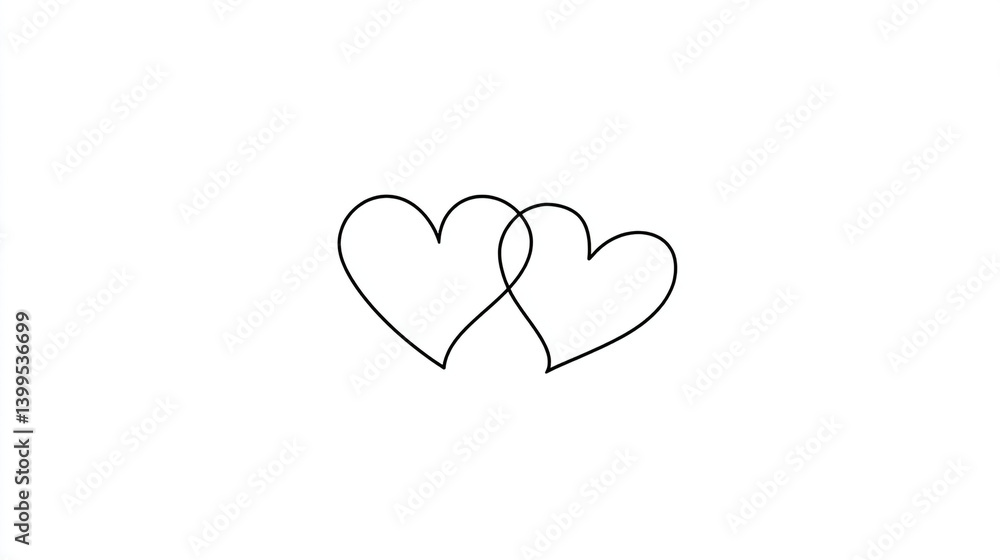 Two hearts intertwined vector illustration for love valentine wedding design and graphic art projects Two hearts intertwined vector illustration for love valentine wedding design and graphic art projects