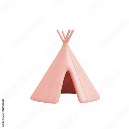 A light pink teepee-shaped playhouse for children.