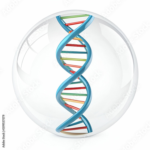 DNA helix icon 3D rendering isolated on white background for genetics and science visuals
