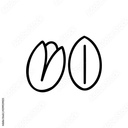 Pistachio Nuts Line Icon in Shell and Out