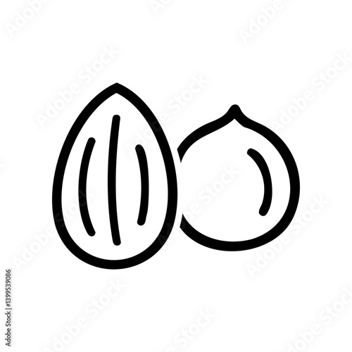Nuts Line Icon Featuring Almond and Hazelnut