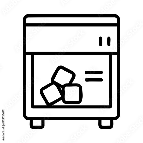 Ice Maker Machine Line Icon with Cubes