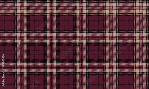 Seamless plaid pattern, featuring deep red, cream and black, giving a classic and stylish feel, perfect for designing skirts and pants.
