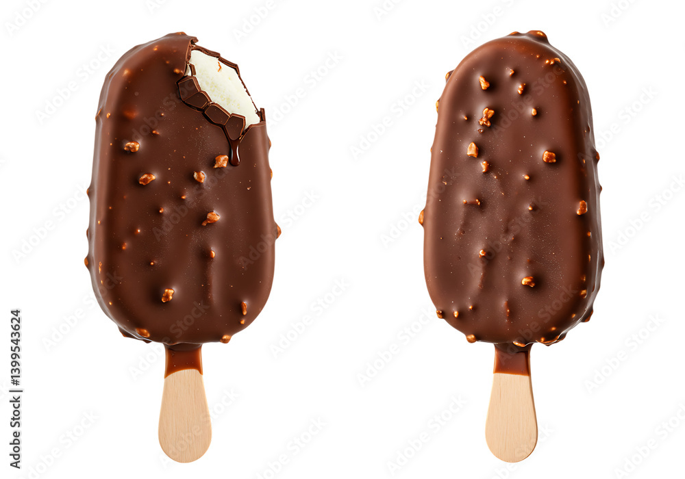 Chocolate-Covered Ice Cream Bar – Isolated on Transparent Background