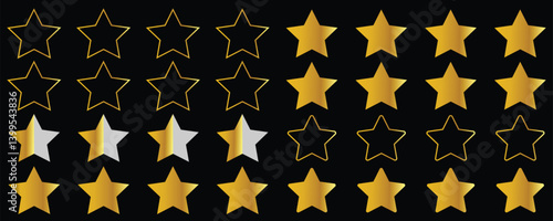 Star vector collection. Rating Star icon. set of sparkles and stars on black Background. 