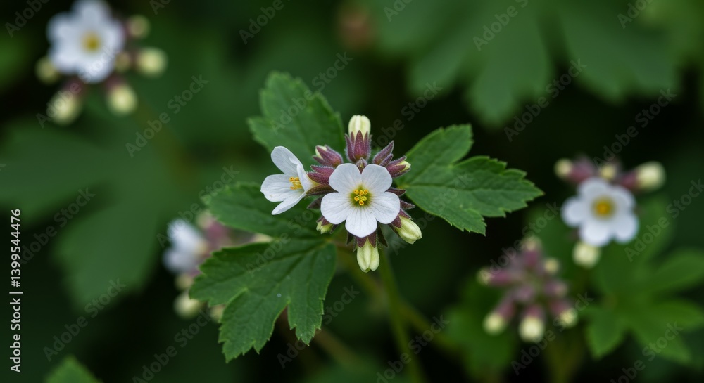 Fototapeta premium Closeup white flowers lush green foliage