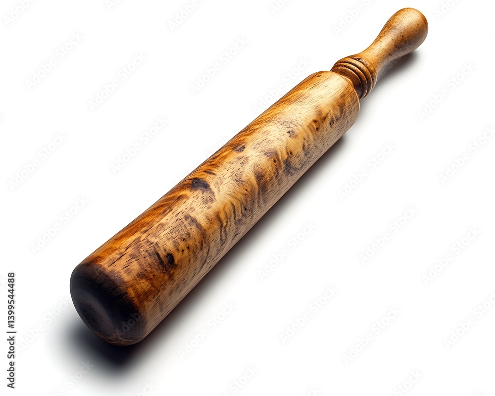 Wood Rolling Pin Isolated Wood Rolling Pin Isolated