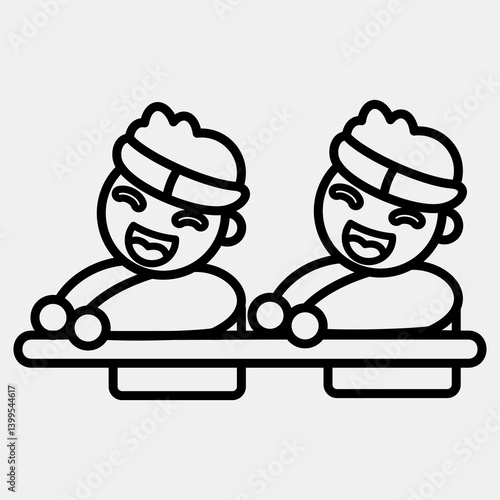 Icon tug of war competition. Indonesian independence day celebration elements. Icons in line style. Good for prints, posters, etc.