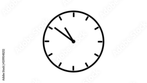 Time lapse of spinning clock animation in 12 Hour. Seamless motion animated footage. White colored watch with hands move quickly. Time concept. Alpha channel .