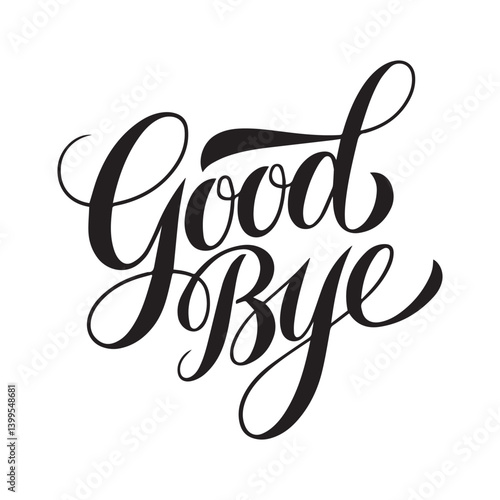 A minimalist logo with the text "Good Bye" in a calligraphy style. The text is in black and is placed on a white background. The logo has a clean and simple design, with the text curved and flowing.