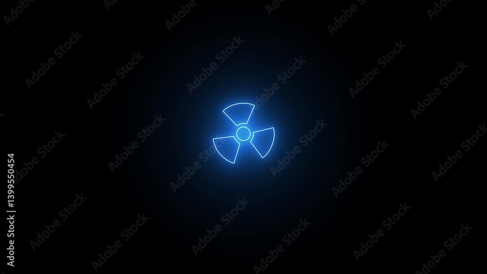Burning neon line radiation danger sign animation. Neon Radiation Warning Symbol animation. Burning neon line radiation danger sign animation. Neon Radiation Warning Symbol animation.