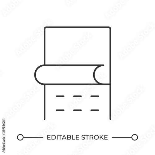 Wallpaper applying process line icon. Unrolling paper sheet to decorate wall. Redesigning interior materials. Isolated vector illustration. Outline symbol. Simple linear drawing. Editable stroke