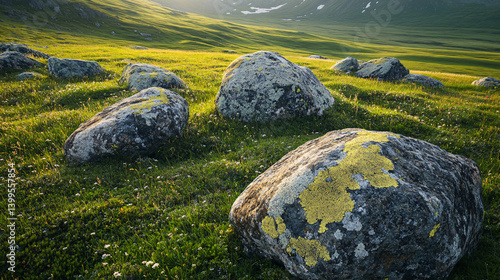 Wallpaper Mural Mountain Meadow Boulders with Lichen in Golden Light Scenic Landscape Torontodigital.ca