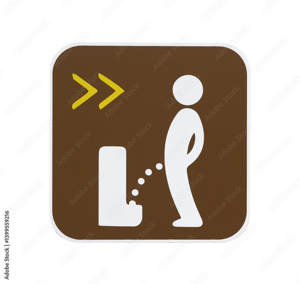 Sign pointing to restroom isolated on transparent PNG or cut out background, Toilet sign Sign pointing to restroom isolated on transparent PNG or cut out background, Toilet sign