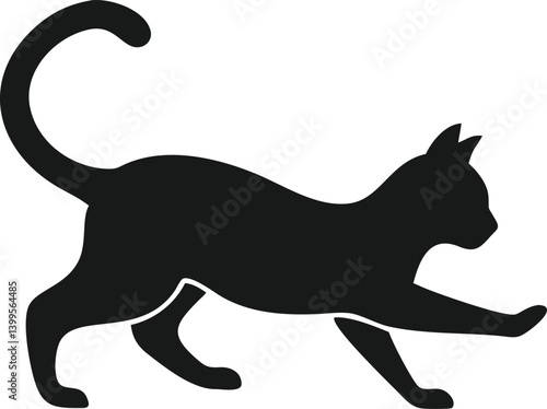 Walking Cat Silhouette with Raised Tail