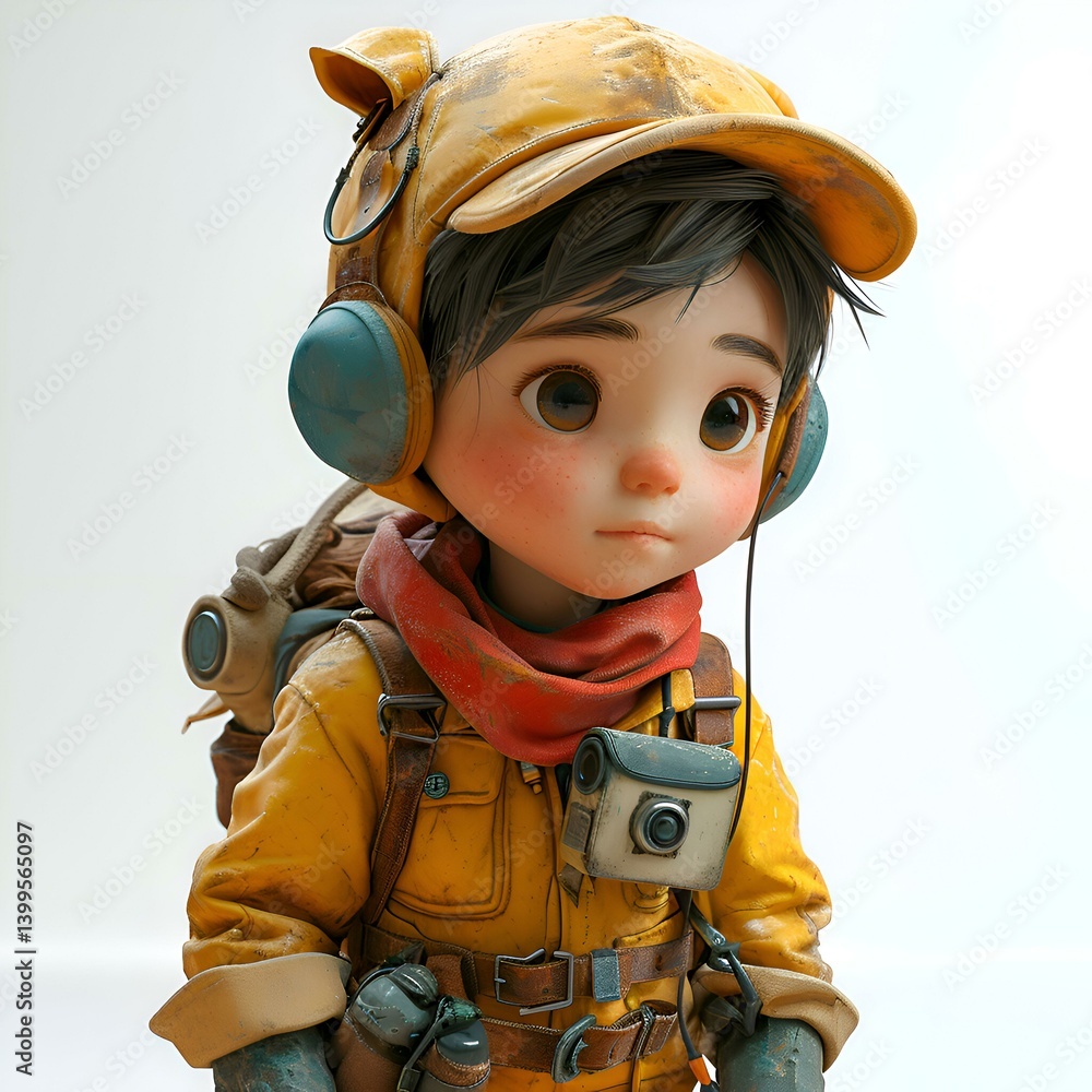 3D Render of an Adorable Young Explorer A Digital Art Journey 3D Render of an Adorable Young Explorer A Digital Art Journey