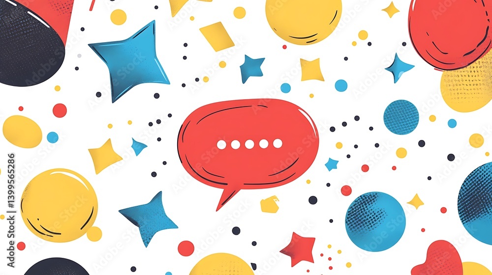 Colorful abstract background with speech bubbles and shapes Colorful abstract background with speech bubbles and shapes