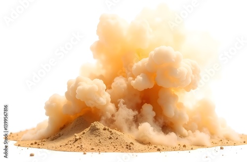 Dramatic Sand Explosion with Rising Dust Clouds