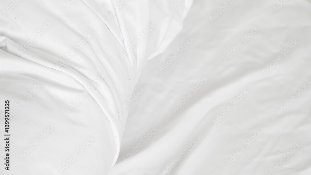 Fototapeta premium Clean bedding setup representing hotel rest, minimalism and daily wellness