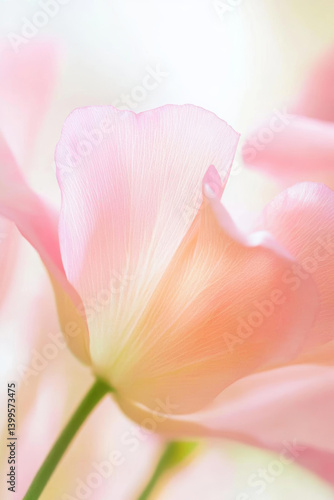 Delicate pink flower petals with soft hues create serene and calming atmosphere